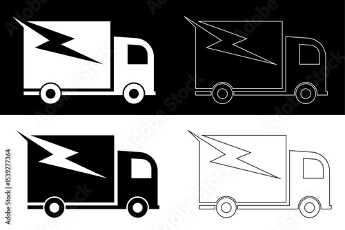 Fast Delivery Truck Icon Set for Logistics and E-commerce Design