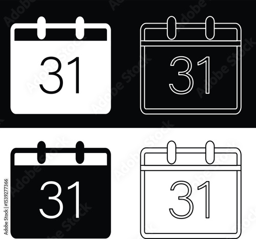 Calendar Icon Set: Deadline, Schedule, and Event Reminder Design Element