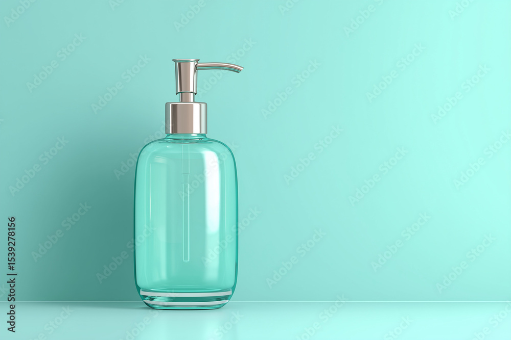 Fototapeta premium Pump bottle mockup on green background