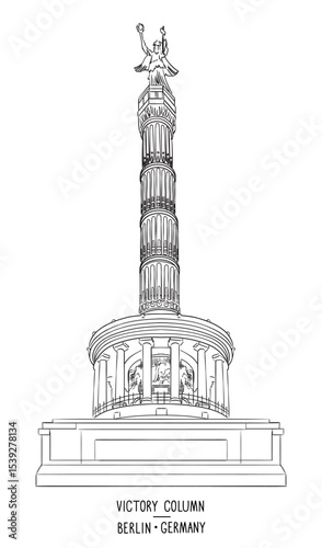 Victory Column in Berlin hand drawn vector illustration