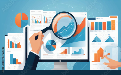 Business infographic vector set: flat design charts, graphs, and data analysis elements for web reports and presentations
