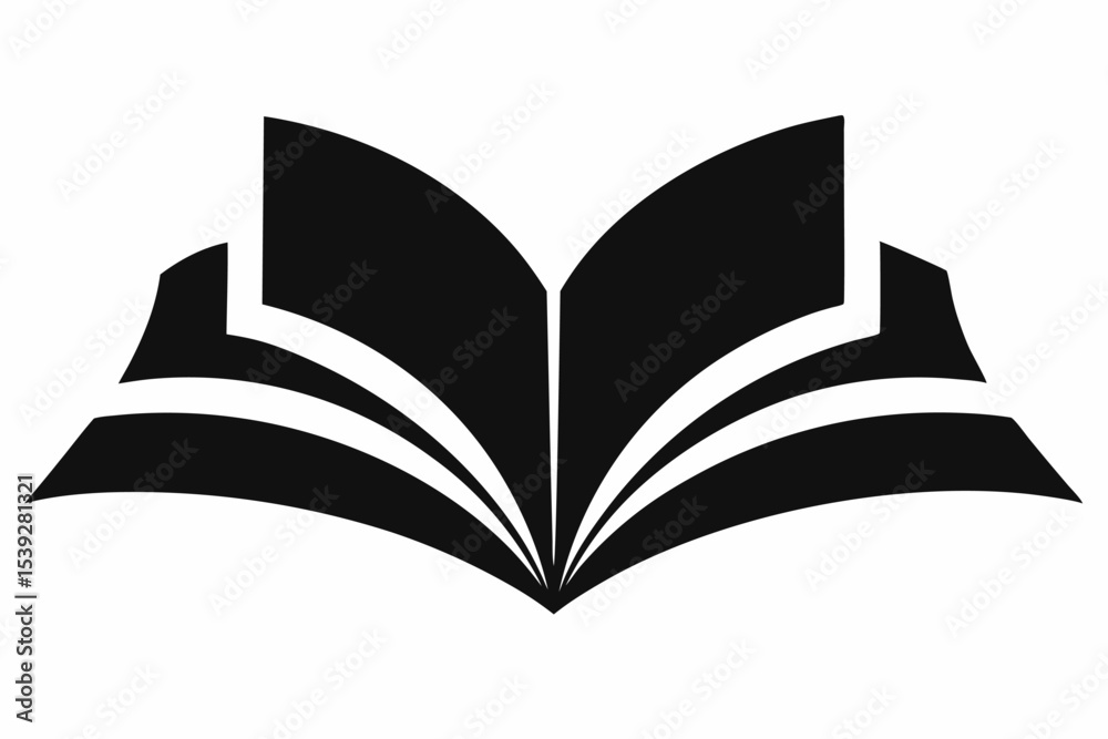 Open book with black wings vector illustration for education and literature concept