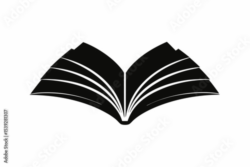 Old, open book with blank white pages isolated on a black background, perfect for educational literature and knowledge themes