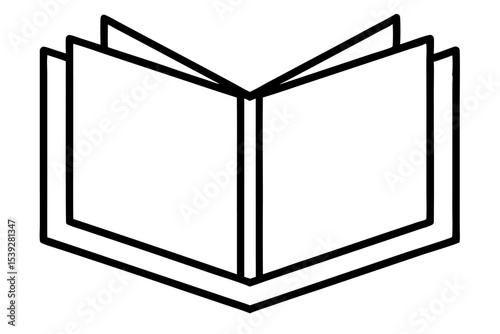 Antique open book with blank paper pages and a wooden border frame, isolated on white
