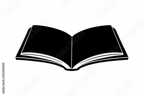 Open antique book with blank white pages isolated on a black background