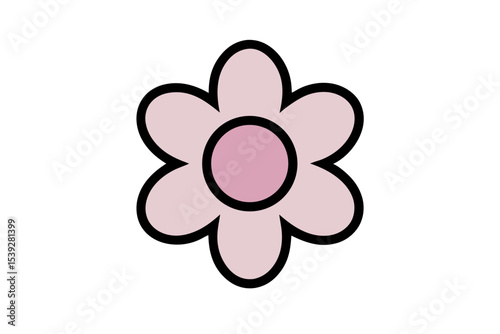 Pink floral design vector illustration with a beautiful blossom and delicate petals isolated on a white background
