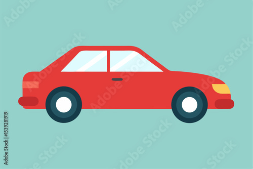Red and yellow toy car vector illustration, an auto transport design icon