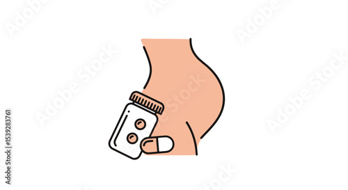 A woman holding bottle of pills 
