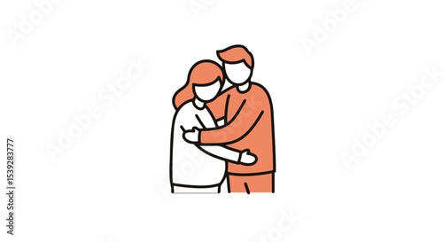 A loving couple embraces each other in a tender hug.