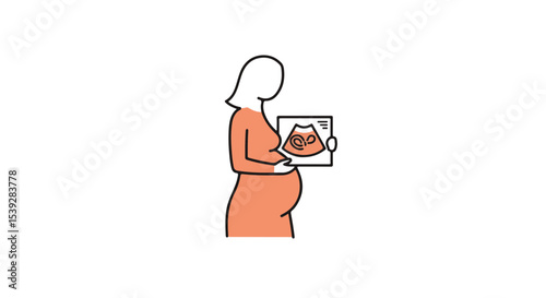 Expecting mother looking at an ultrasound image. 