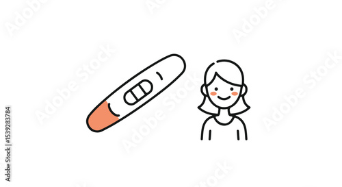 Pregnancy test with a happy woman.