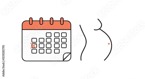 Pregnancy concept with a calendar showing an expected delivery date. 
