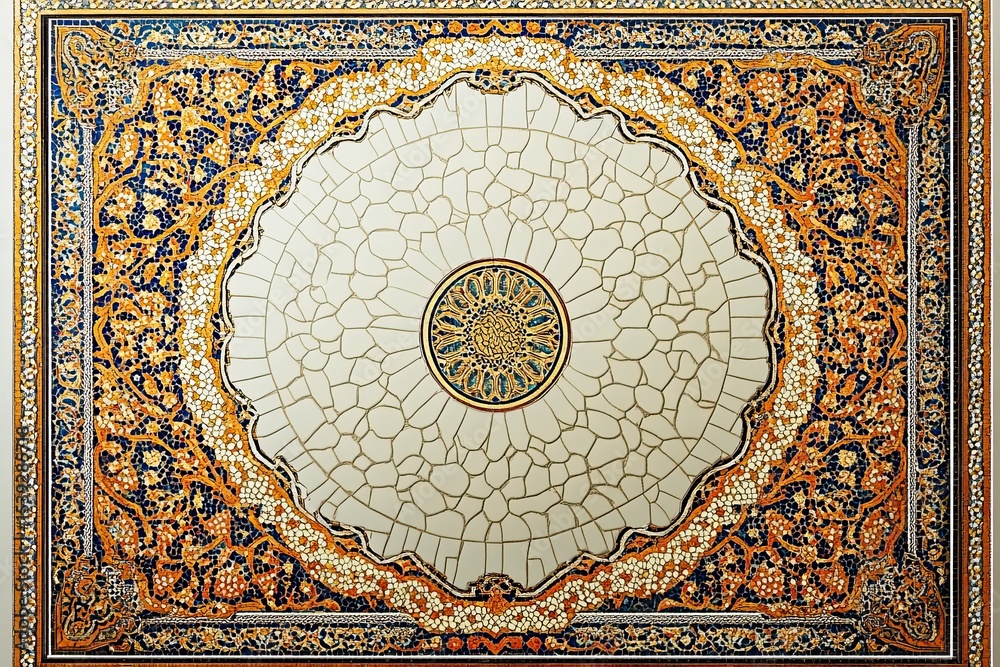 Fototapeta premium Exquisite geometric patterns and intricate details in an ornate ceiling design