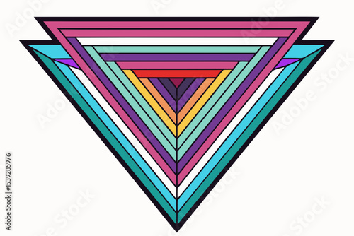 Vibrant abstract background featuring geometric shapes in Memphis style. Includes bold triangles in pink, teal, yellow, and purple, combined with dotted, striped, and wavy textures.