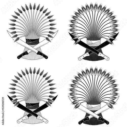 Wheat sheaf with machetes harvest symbol