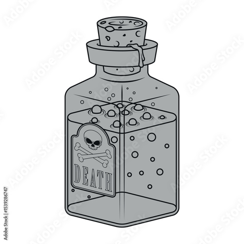 Glass bottle with poisonous substance with