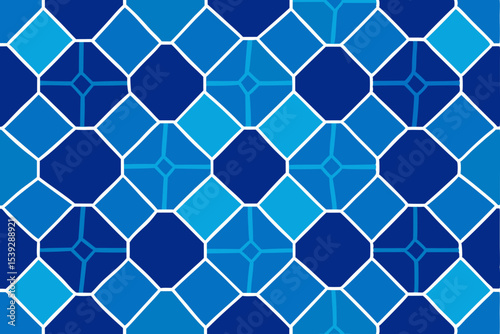 Abstract blue geometric seamless pattern with square tiles, perfect for modern vector design or a retro textile backdrop