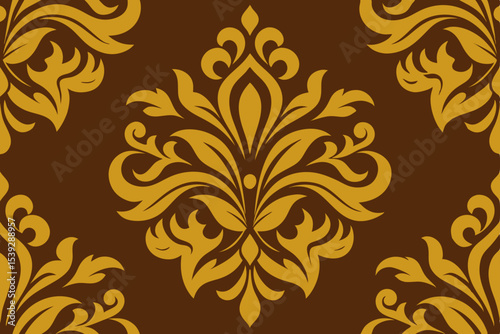 Seamless vintage gold floral pattern design with ornate damask elegance