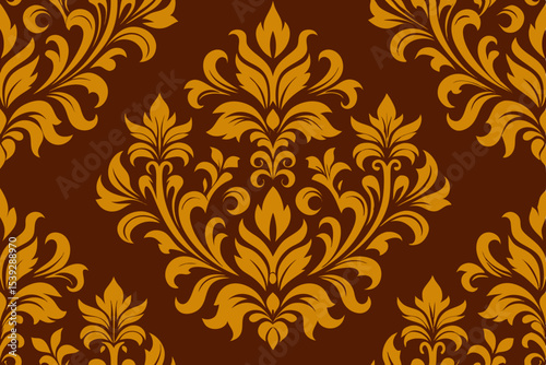 Seamless damask floral pattern vector illustration with vintage decorative ornaments for wallpaper and textile design