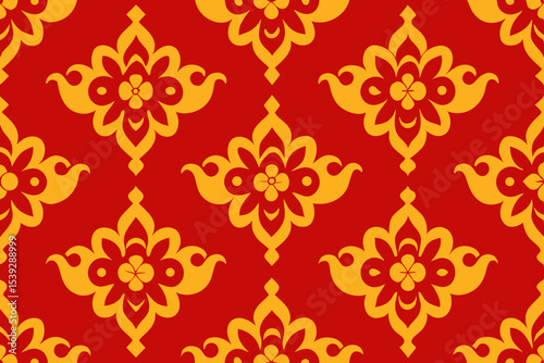 Seamless brown vintage floral damask pattern with swirling ornate decorative flowers for wallpaper and fabric design