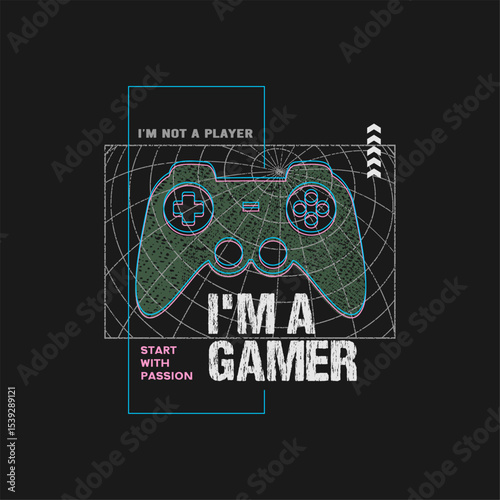 Vector joysticks gamepad illustration with slogan next level, for t-shirt prints and other uses.
