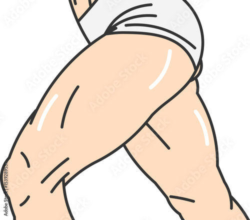 Illustration of a female leg with evident muscles and light clothing