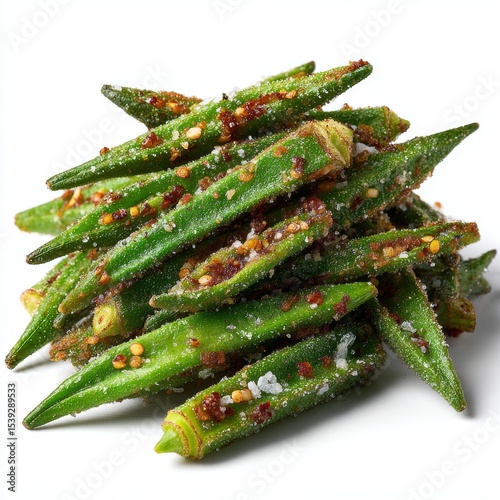 Crispy Fried Okra Pile, Sprinkled with Spice and Sugar