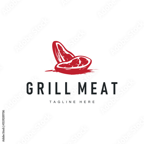 steak logo design concept steak meat bbq simple illustration symbol template food meat delicious brand product cafe and restaurant business