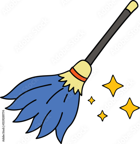 Magical Cleaning Broom Sparkling Clean Illustration