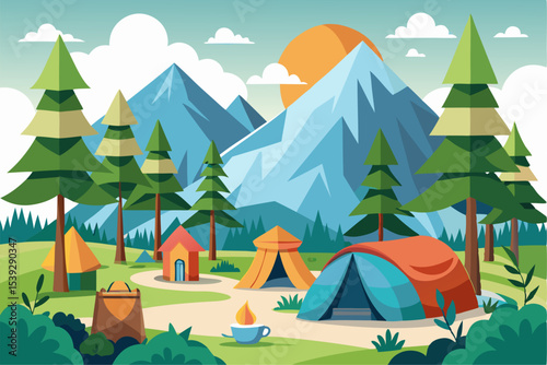 Ideal for outdoor adventure themes, hiking and camping designs, travel illustrations, children's books, tourism materials, and nature-based content