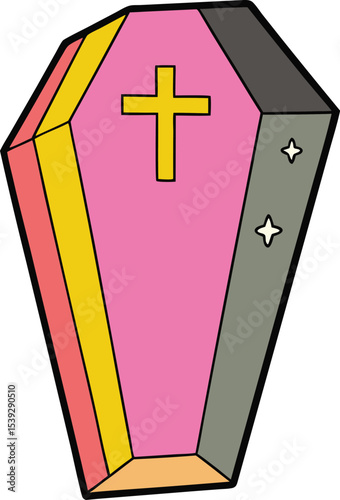 Colorful Coffin Illustration A Unique and Striking Design