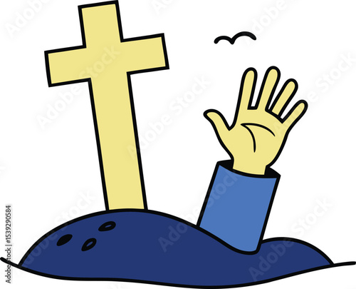 Hand Reaching From Grave A Symbolic Illustration of Resurrection, Faith, and Hope