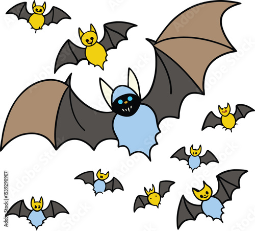 A Colony of Bats Night Flight Illustration