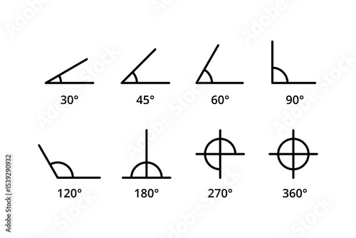 Angles line vector icons set