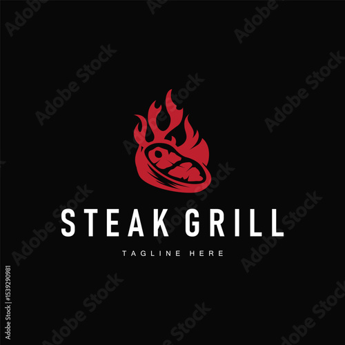 steak logo design concept steak meat bbq simple illustration symbol template food meat delicious brand product cafe and restaurant business