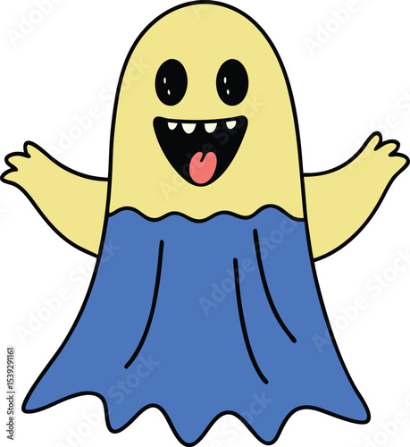 Cheerful Cartoon Ghost Illustration Happy Halloween Spirit