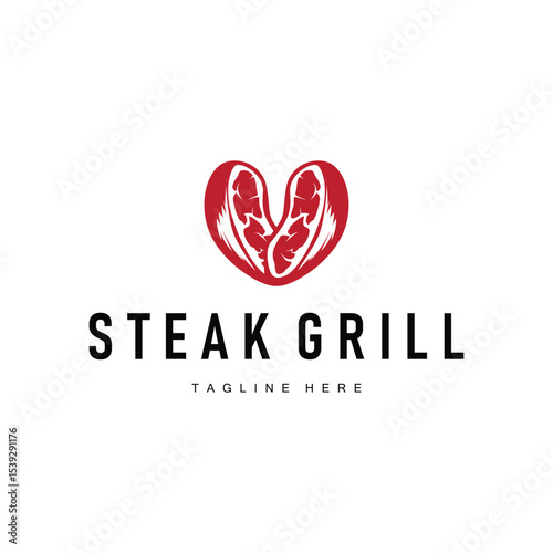 steak logo design concept steak meat bbq simple illustration symbol template food meat delicious brand product cafe and restaurant business