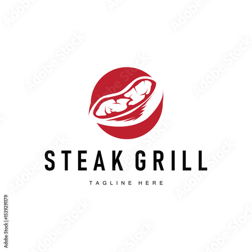 steak logo design concept steak meat bbq simple illustration symbol template food meat delicious brand product cafe and restaurant business