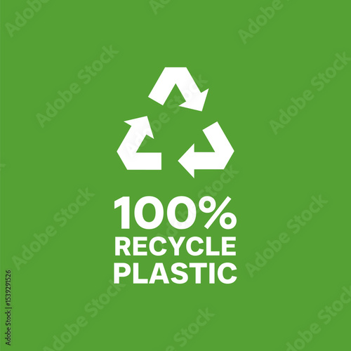 100 percents recycle plastic vector icon
