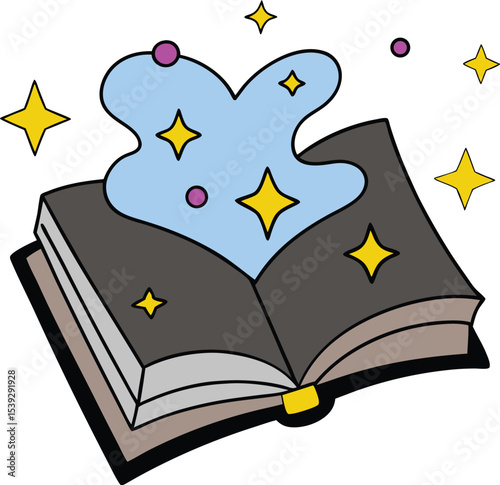 Magical Book Open Book with Sparkling Magic and Mystical Energy