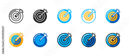 Target icon symbolizing goal achievement, precision, marketing metrics, KPI tracking, business focus, and strategic planning in clean vector format.