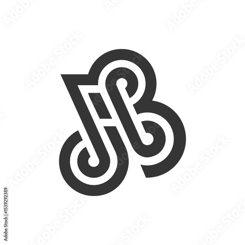 the logo monogram of the letters J, A and B. Outline, unique and elegant.