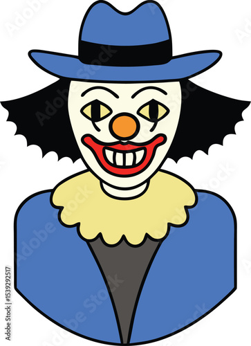 Creepy Clown Illustration A Spooky and Unsettling Character Design