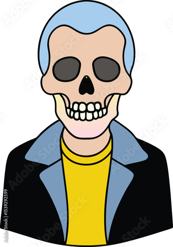 Skeletal Figure A Unique Illustration of a Man with a Skull Head Wearing a Jacket