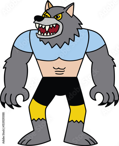 Powerful Anthropomorphic Wolf Character Design Muscular Werewolf Illustration