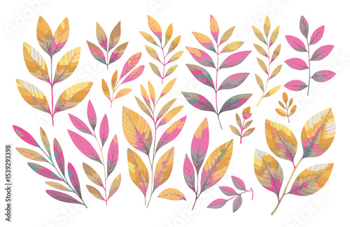 Set of tropical floral watecolor. tropical flower, tropical leaves. tropical poster, invitation floral. Vector arrangements for greeting card or invitation design