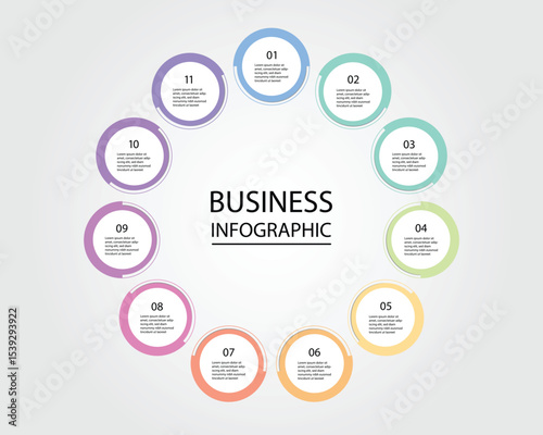 Business Infographic modern design template for banners and infographics for 11 circle step