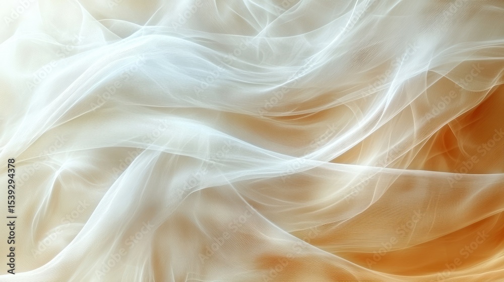 Obraz premium Soft, flowing, translucent fabric, with a gradient of light beige to peach