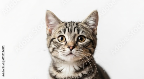Adorable Tabby Kitten Close-Up Portrait of a Curious Feline with Striking Eyes