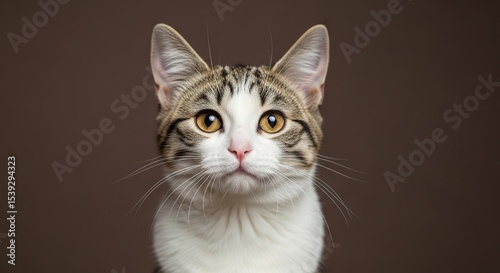 Adorable Tabby Cat with Striking Yellow Eyes A Close-Up Portrait